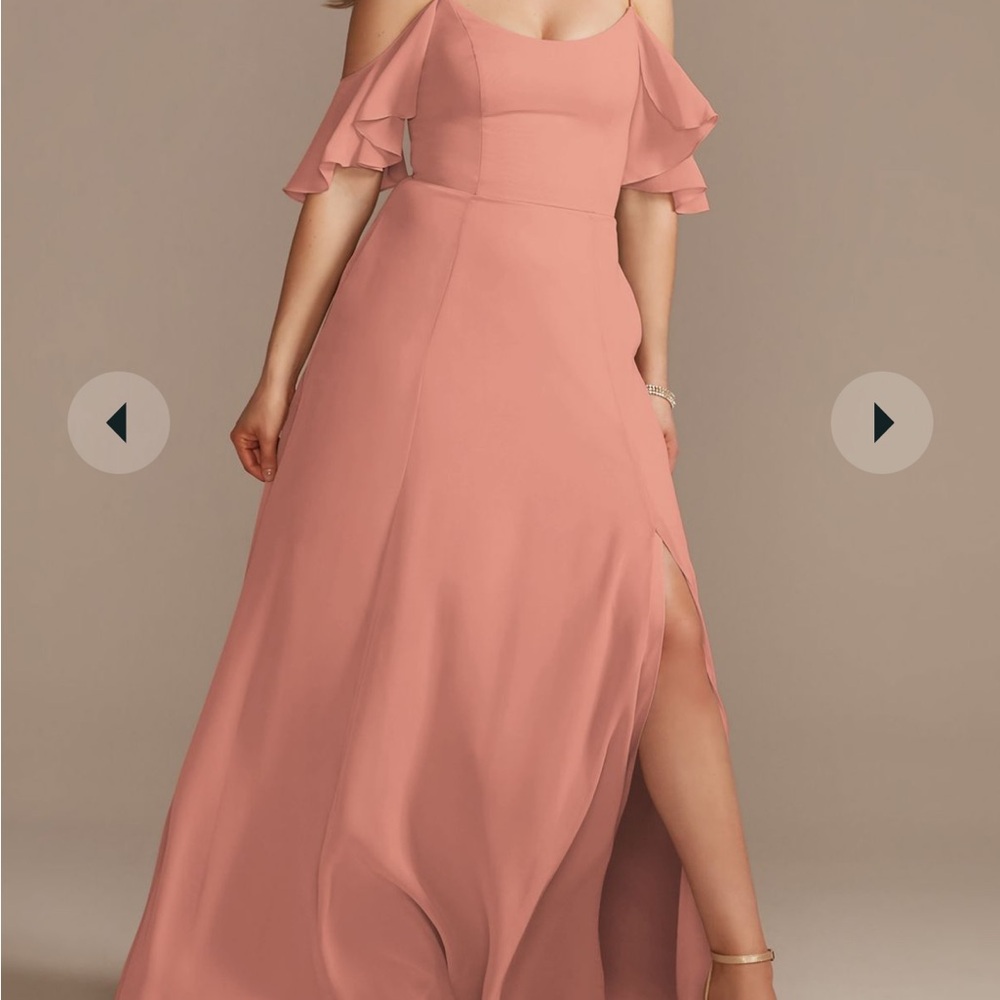 Bridesmaids dress, size 0, F20365 desert coral, new with tags